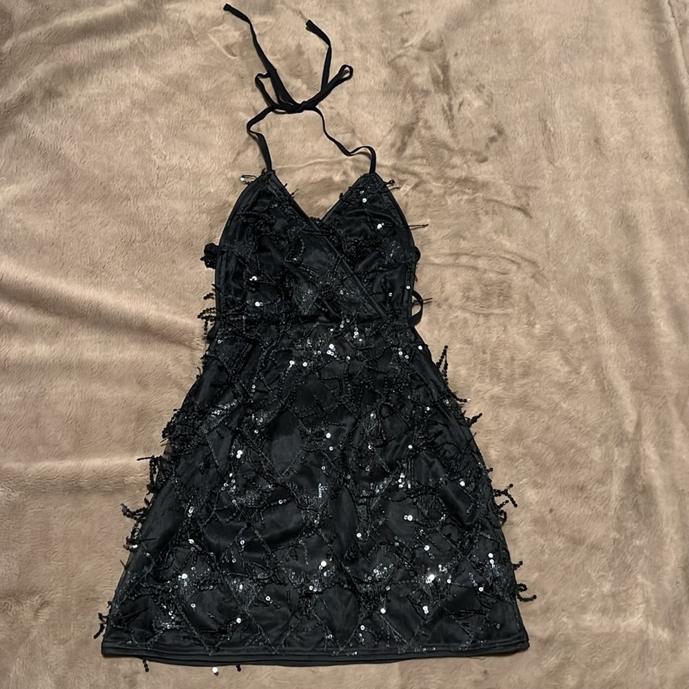 Little Black Dress with Sequin Fringe